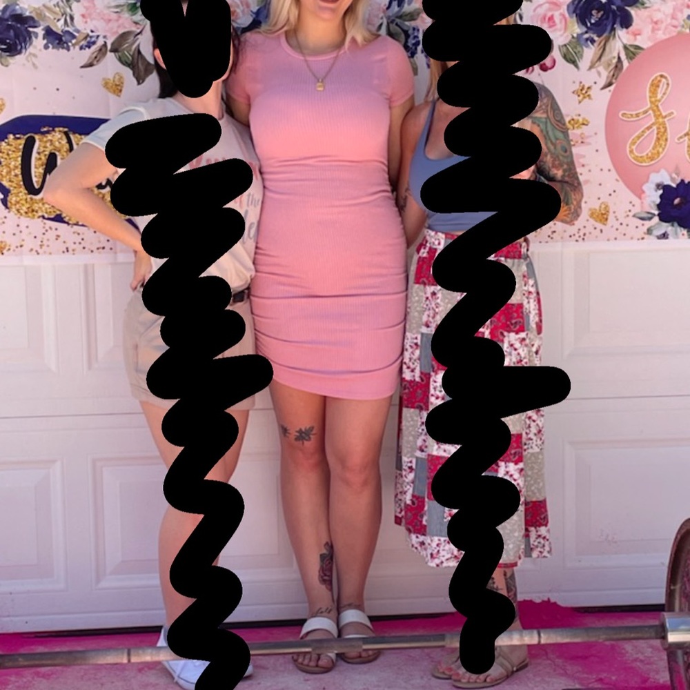 Pink Ruched Bodycon Dress